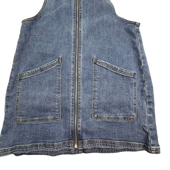 I&M Black Label Full Zip Front Jean Overall Dress Denim Street Edgy Biker S M - Picture 7 of 14